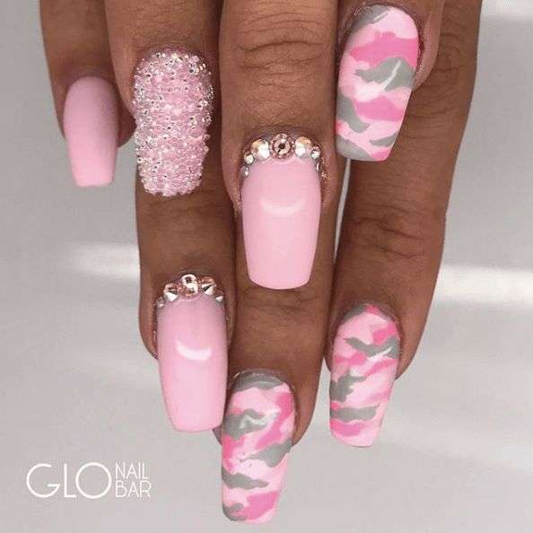 Cute Pink Camo Nails